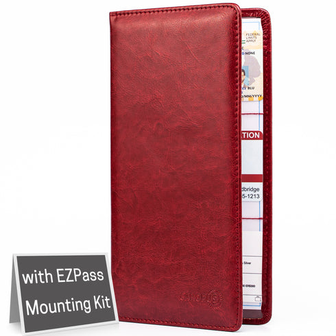 CANOPUS Big Red Car Registration and Insurance Holder, PU Leather Card Holder, Vehicle Glove Box Organizer for Auto, SUV, Truck